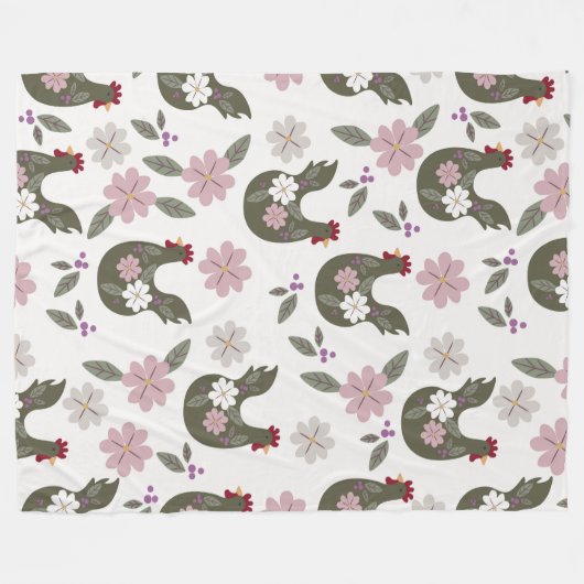 Pasen naadloos patroon met kip. fleece deken (Voorkant (Horizontaal))