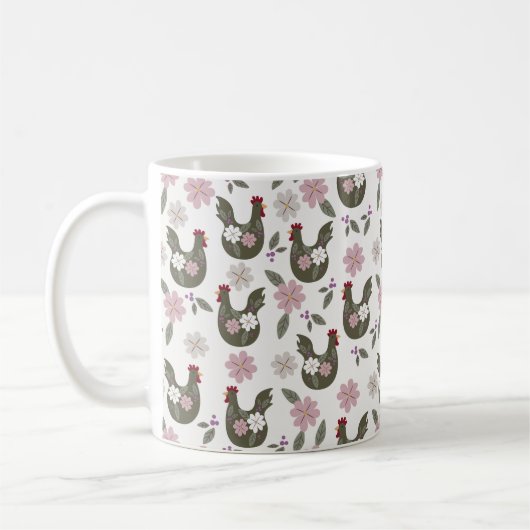 Pasen naadloos patroon met kip. koffiemok (Links)