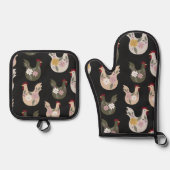 Pasen naadloos patroon met kip. ovenwant & pannenlap set (Voorkant)