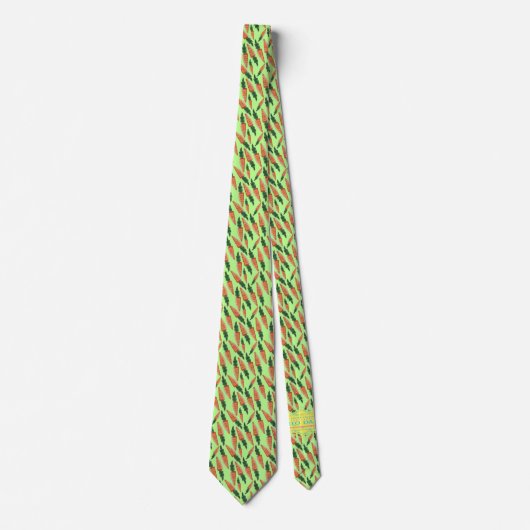 Pasen Necktie - Wortels op Stropdas met groene ach (Voorkant)