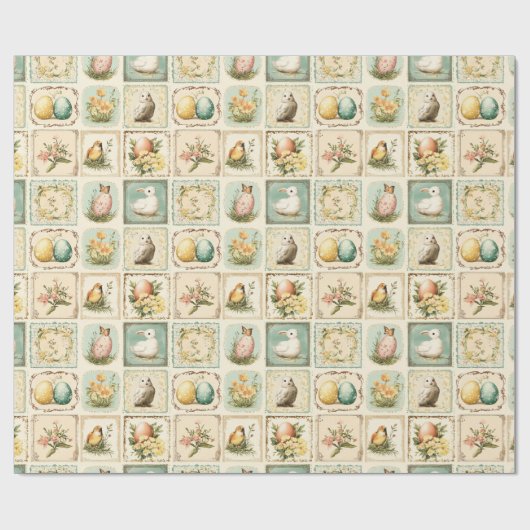  Pasen | nostalgische bloem Cadeaupapier (Vlak)