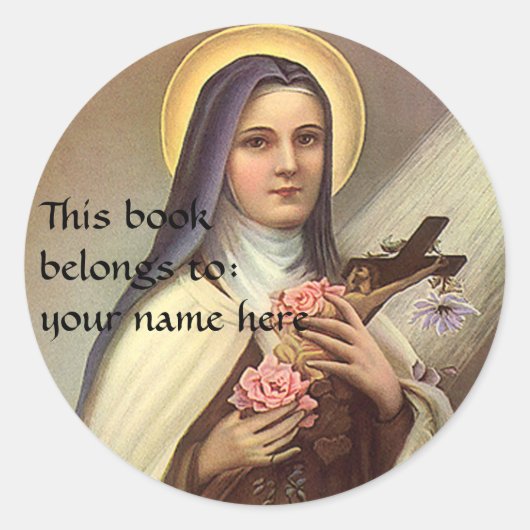  Pasen, Nun w Cross, Religieus Bookplate Ronde Sticker (Voorkant)