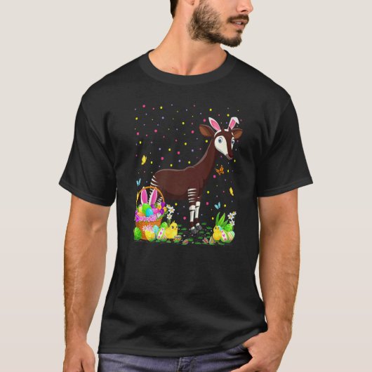 Pasen Okapi Bunny Egg Hunting Okapi Paaszondag T-shirt (Voorkant)