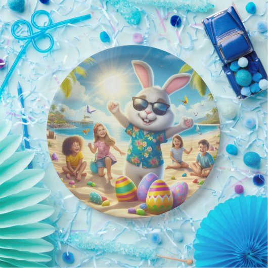 Pasen op het strand papieren bordje (Feest)