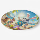 Pasen op het strand papieren bordje (Gekanteld)