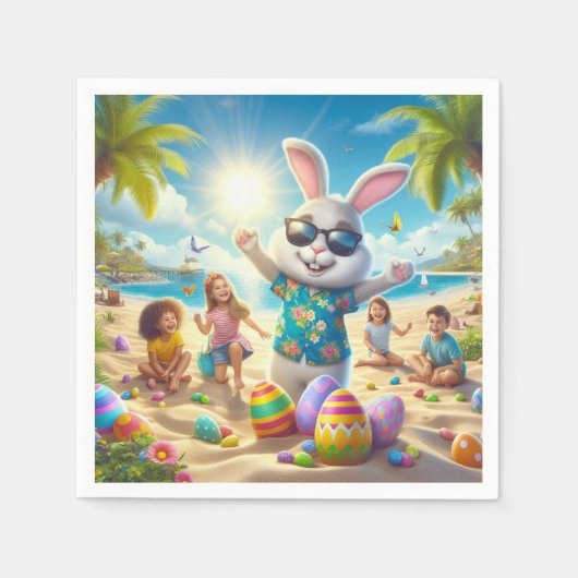 Pasen op het strand servet (Voorkant)