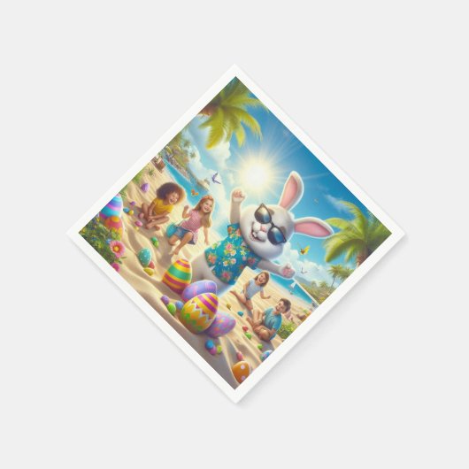 Pasen op het strand servet (Hoek)