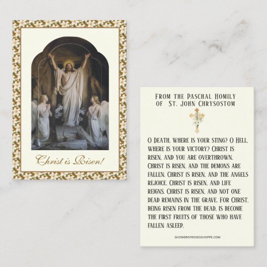 Pasen Opstanding van Christus Paschaal Gebed Visitekaartje (Voorkant / Achterkant)