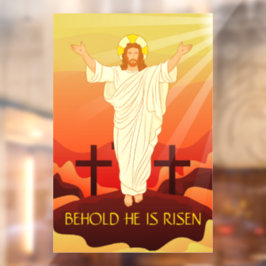 Pasen Opstanding van Jezus Zie Hij Is Opgestaan  Raamsticker