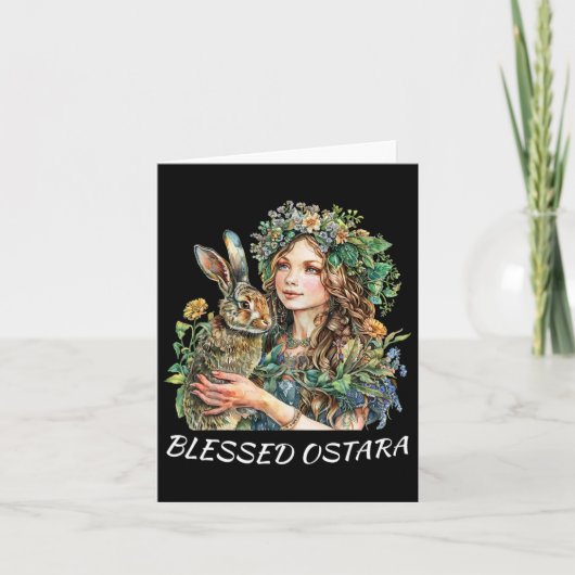 Pasen Ostara Estres Pagan Ostara Blessings Rabbit Kaart (Voorkant)