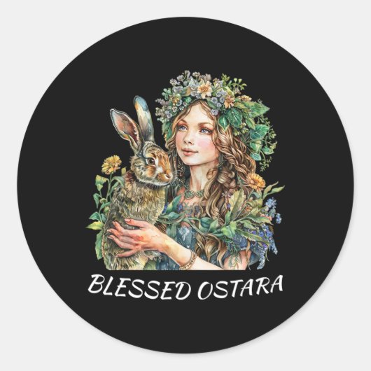 Pasen Ostara Estres Pagan Ostara Blessings Rabbit Ronde Sticker (Voorkant)