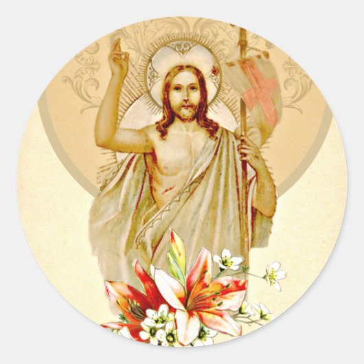 Pasen Oudoud Resurrection Pascha Religieus Ronde Sticker (Voorkant)