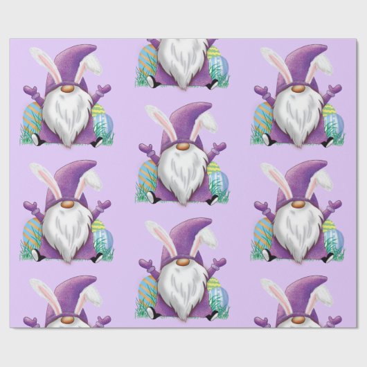 Pasen Paarse gnome Cadeaupapier (Vlak)
