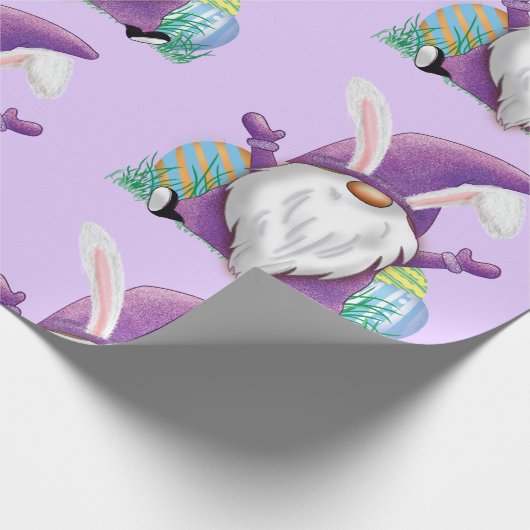 Pasen Paarse gnome Cadeaupapier (Hoek)
