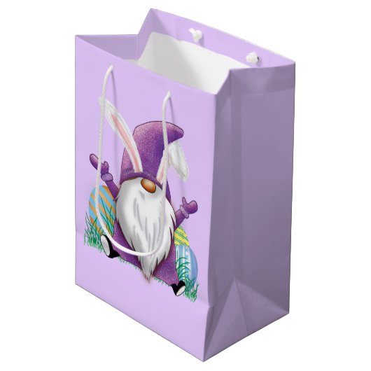 Pasen Paarse gnome Medium Cadeauzakje (Voorkant Gekanteld)