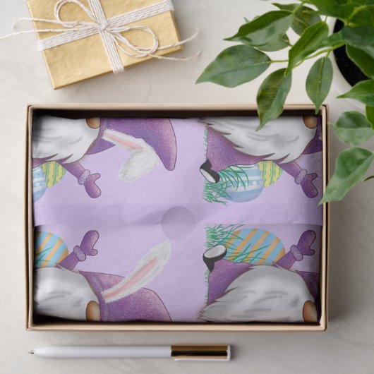 Pasen Paarse gnome Tissuepapier (Geschenk)
