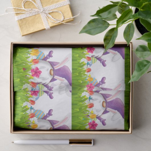 Pasen Paarse gnome Tissuepapier (Geschenk)