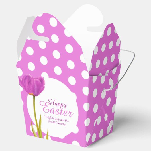 Pasen paarse tulp polka dot cadeau gunsten doos bedankdoosjes (Geopend)