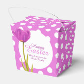 Pasen paarse tulp polka dot cadeau gunsten doos bedankdoosjes (Achterkant)
