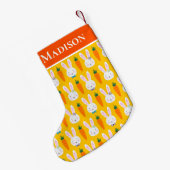 Pasen paasbunny Carrot Pattern - Gepersonaliseerde Kleine Kerstsok (Achterkant (Hangend))
