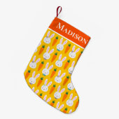 Pasen paasbunny Carrot Pattern - Gepersonaliseerde Kleine Kerstsok (Voorkant (Hangend))