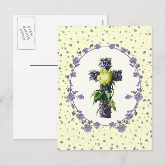 Pasen. paaskruis religie feestdagenkaart (Voorkant / Achterkant)