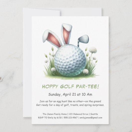 Pasen Par-TEE Golf Uitnodiging (Voorkant)