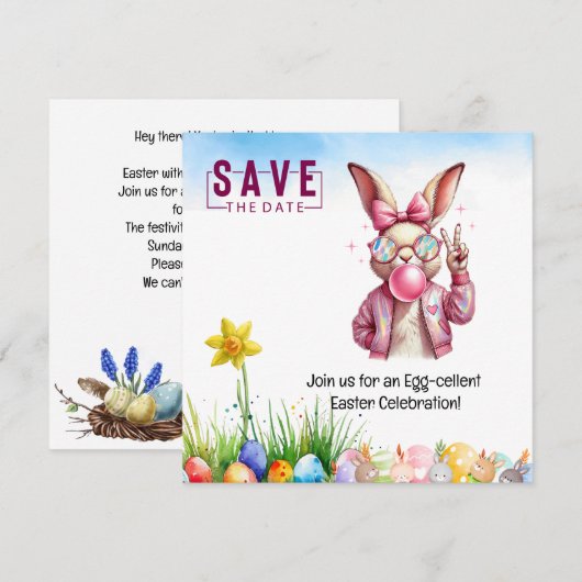 Pasen Party uitnodigingskaart Save The Date (Voorkant / Achterkant)