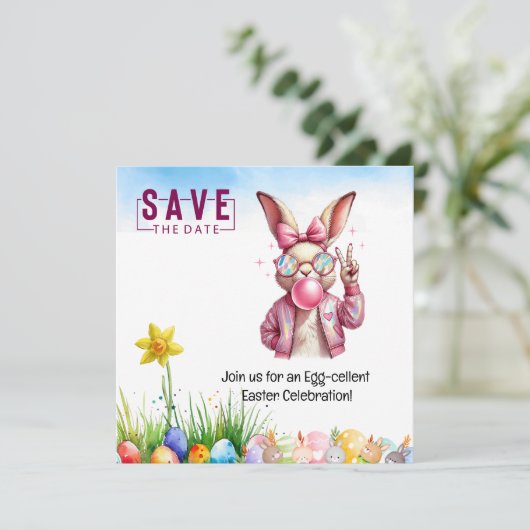 Pasen Party uitnodigingskaart Save The Date (Staand voorkant)