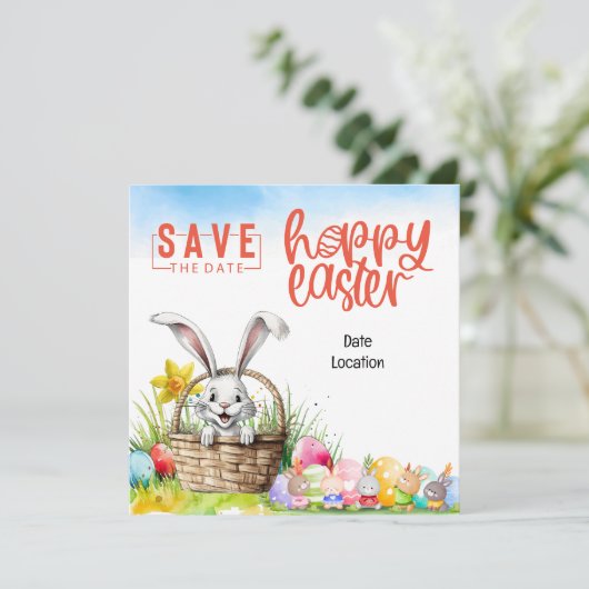 Pasen Party uitnodigingskaart Save The Date (Staand voorkant)