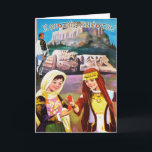 Pasen/Pascha Kaart "Tsougrisma"<br><div class="desc">Een luchtige Pascha-kaart met twee schattige Griekse meisjes gekleed in Salamina en Attica traditionele volksjurk, het uitwisselen van de Paschale begroeting en ei tikken / jarping bekend als "Tsougrisma" in Griekenland. (Om meer te weten te komen over deze traditie die in de Middeleeuwen in heel Europa werd gespeeld, maar vandaag...</div>