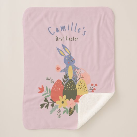 Pasen pasgeboren voor baby meisje sherpa deken (Voorkant)