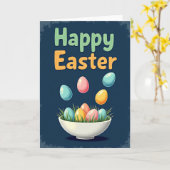 Pasen Pastel Eieren Kaart (Gele Bloem)