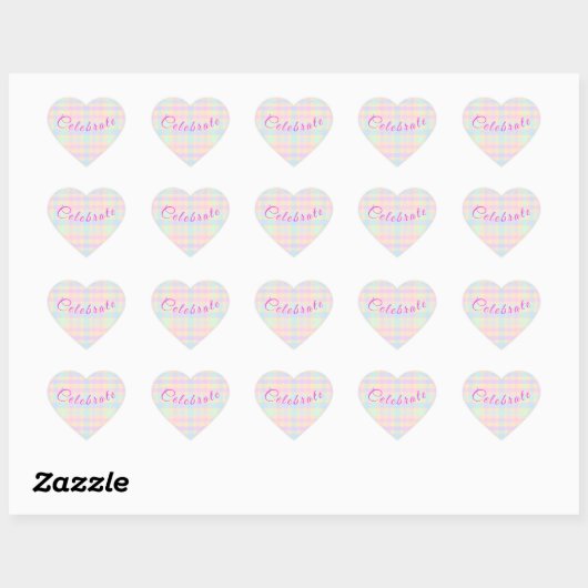 Pasen Pastel Geruite Hartstickers - Feestelijk Hart Sticker (Vel)