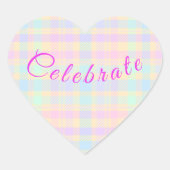 Pasen Pastel Geruite Hartstickers - Feestelijk Hart Sticker (Voorkant)