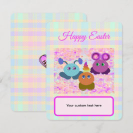Pasen Pastel Plaid Vlakke kaart met envelop