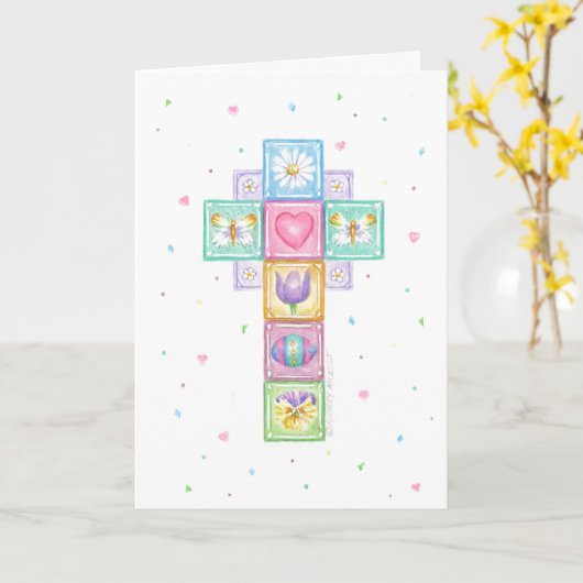 Pasen Patchwork Cross zegeningen Kaart (Gele Bloem)