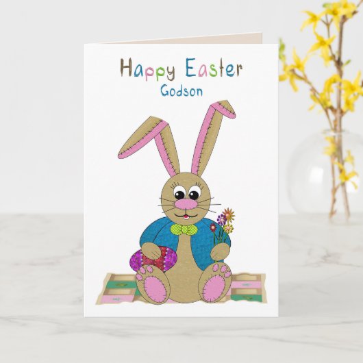 Pasen, Peetzoon, Opgevulde Paashaas Kaart (Gele Bloem)