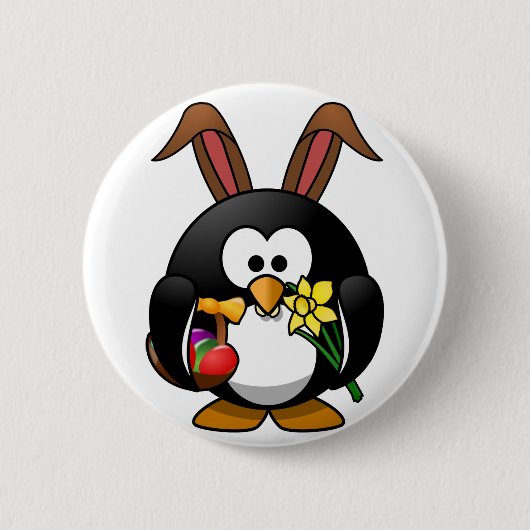 Pasen Penguin Ronde Button 5,7 Cm (Voorkant)