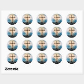 Pasen personaliseert Jezus op het kruis Ronde Sticker (Vel)