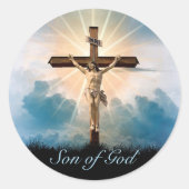 Pasen personaliseert Jezus op het kruis Ronde Sticker (Voorkant)