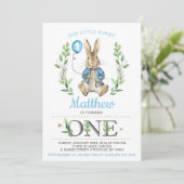 Pasen Peter Rabbit Bunny Boy Birthday Uitnodiging (Staand voorkant)