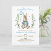 Pasen Peter Rabbit Bunny Boy Birthday Uitnodiging (Staand voorkant)