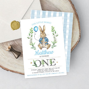Pasen Peter Rabbit Bunny Boy Birthday Uitnodiging