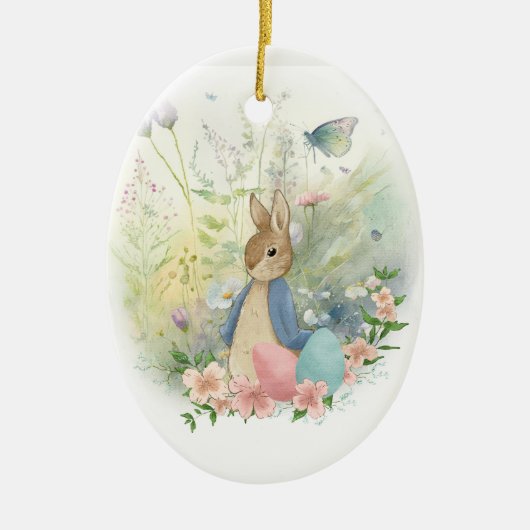 Pasen Peter Rabbit Keramisch Ornament (Voorkant)