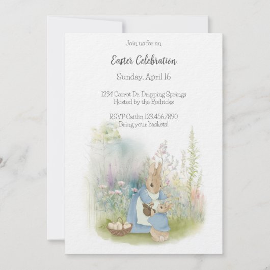 Pasen Peter Rabbit Uitnodiging (Voorkant)