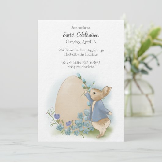 Pasen Peter Rabbit Uitnodiging (Staand voorkant)