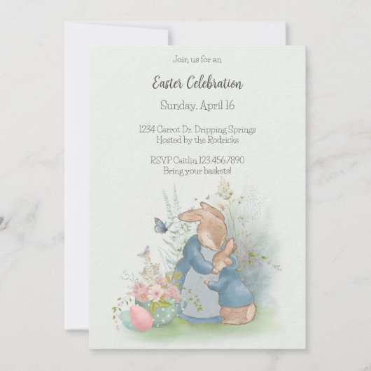 Pasen Peter Rabbit Uitnodiging (Voorkant)