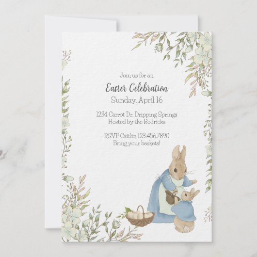 Pasen Peter Rabbit Uitnodiging (Voorkant)