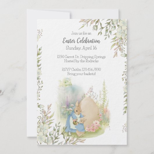 Pasen Peter Rabbit Uitnodiging (Voorkant)